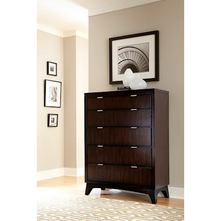 Chest with 5 Drawers and Flared Feet